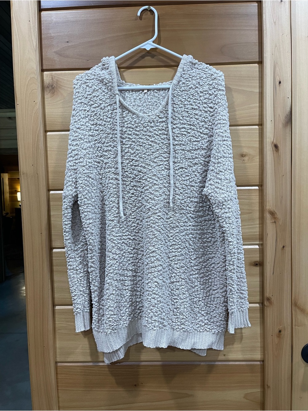 Miracle Cream Popcorn Knit Cowl Hoodie Sweater